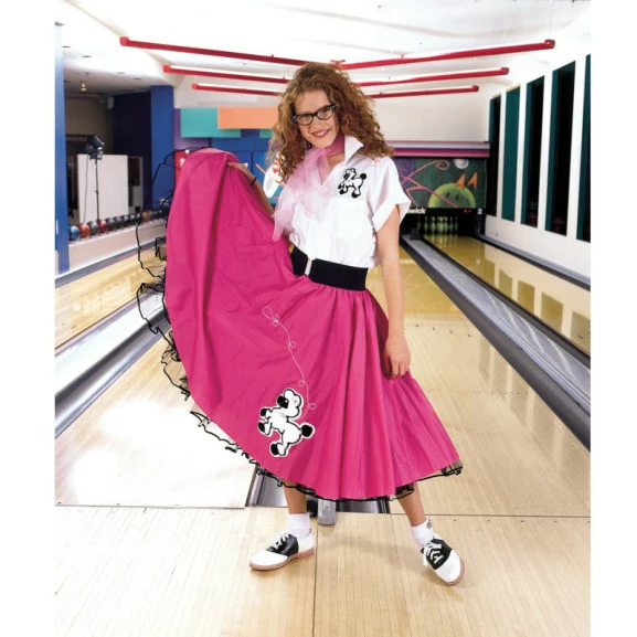 Complete Poodle Skirt Outfit (Pink & White) Adult Costume 1 Complete Poodle Skirt Outfit (Pink & White) Adult Costume
