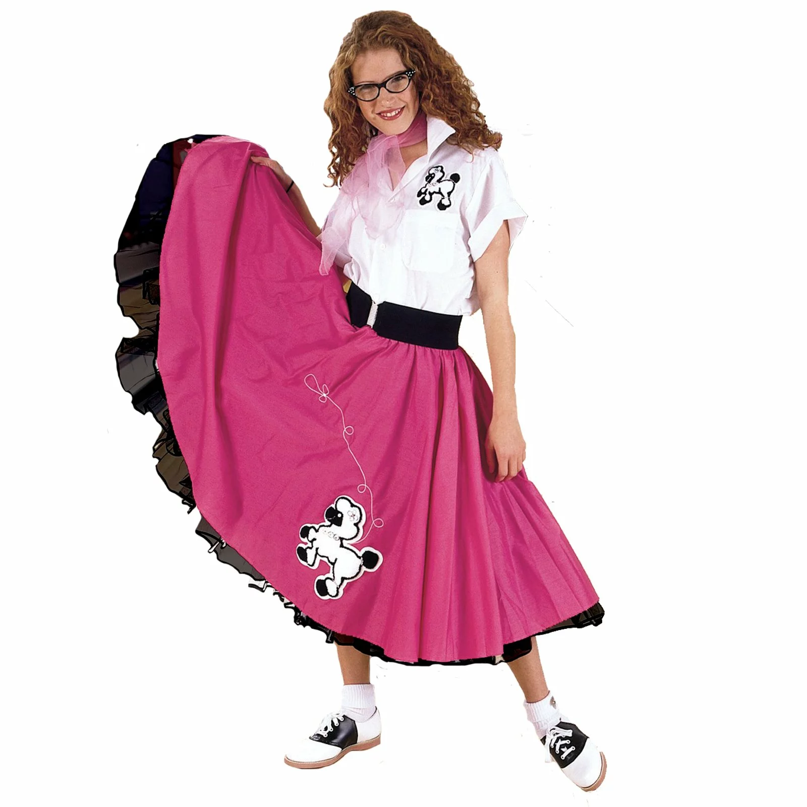 Complete Poodle Skirt Outfit Plus (Pink & White) Adult Costume 1 Complete Poodle Skirt Outfit Plus (Pink & White) Adult Costume