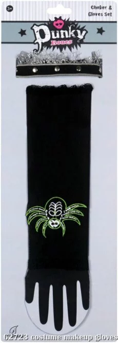 Punky Bones Spider Choker And Glovelet